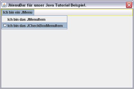 Screenshot unseres JCheckBoxMenuItems aus unserem Java Tutorial